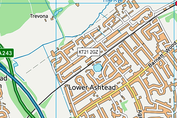 KT21 2GZ map - OS VectorMap District (Ordnance Survey)