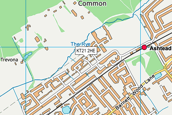 KT21 2HE map - OS VectorMap District (Ordnance Survey)