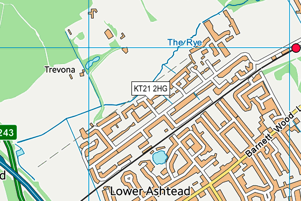 KT21 2HG map - OS VectorMap District (Ordnance Survey)