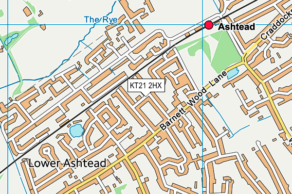 KT21 2HX map - OS VectorMap District (Ordnance Survey)