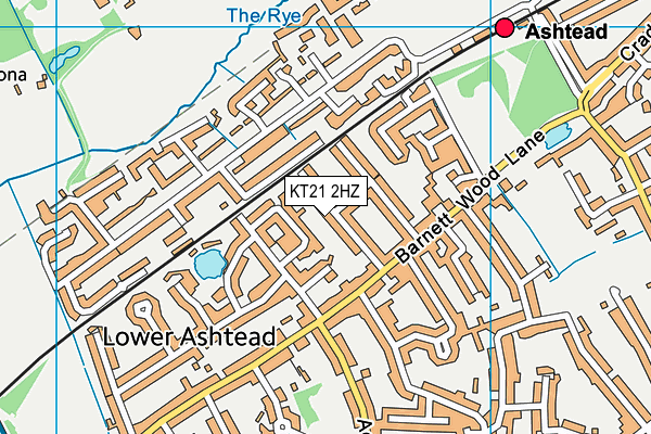 KT21 2HZ map - OS VectorMap District (Ordnance Survey)
