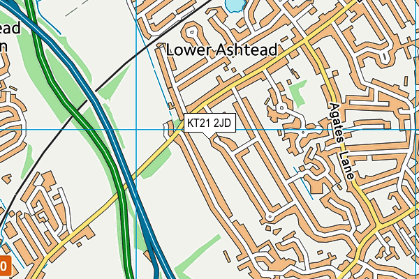 KT21 2JD map - OS VectorMap District (Ordnance Survey)