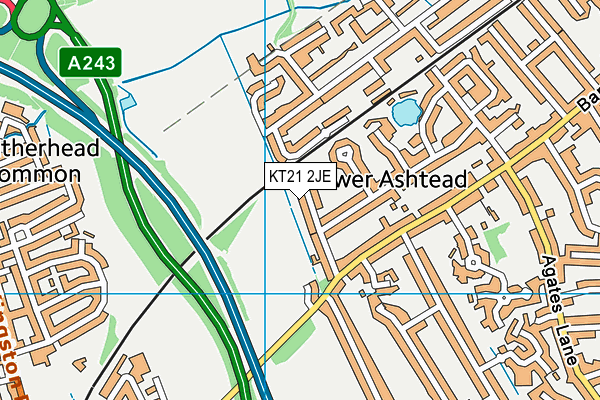 KT21 2JE map - OS VectorMap District (Ordnance Survey)