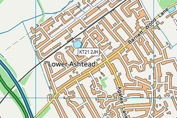 KT21 2JH map - OS VectorMap District (Ordnance Survey)