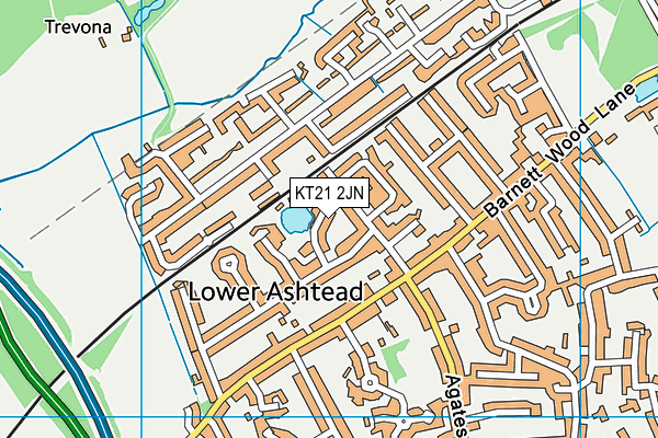 KT21 2JN map - OS VectorMap District (Ordnance Survey)