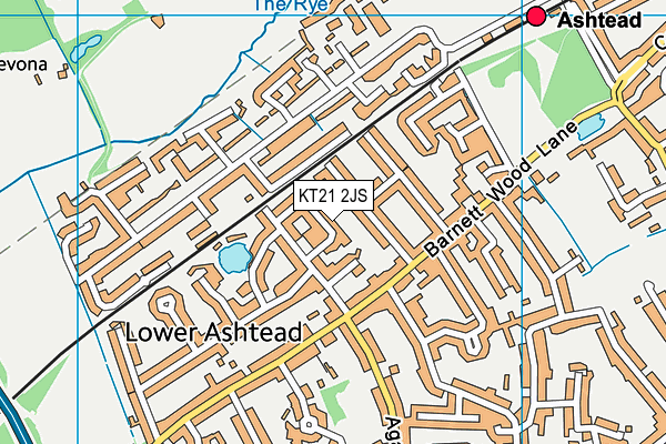 KT21 2JS map - OS VectorMap District (Ordnance Survey)