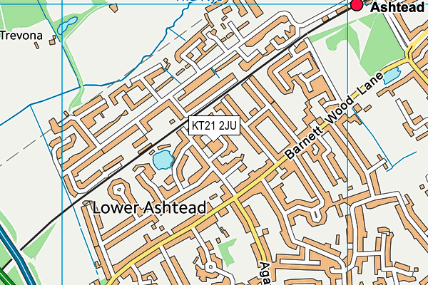 KT21 2JU map - OS VectorMap District (Ordnance Survey)