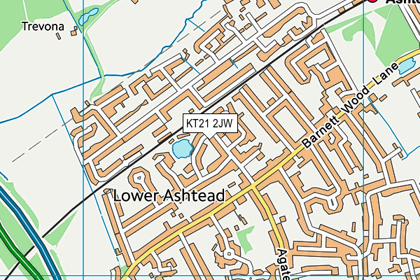 KT21 2JW map - OS VectorMap District (Ordnance Survey)