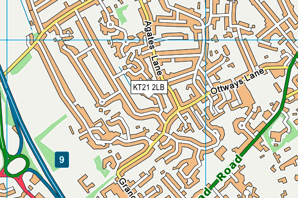 KT21 2LB map - OS VectorMap District (Ordnance Survey)