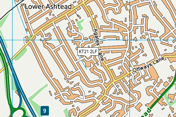 KT21 2LF map - OS VectorMap District (Ordnance Survey)