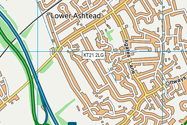 KT21 2LG map - OS VectorMap District (Ordnance Survey)