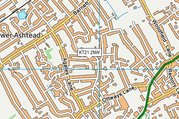 KT21 2NW map - OS VectorMap District (Ordnance Survey)