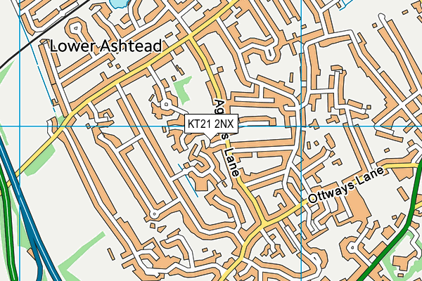 KT21 2NX map - OS VectorMap District (Ordnance Survey)