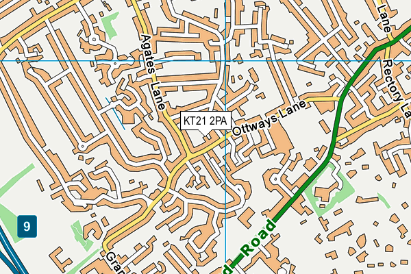 KT21 2PA map - OS VectorMap District (Ordnance Survey)