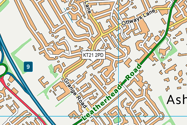 KT21 2PD map - OS VectorMap District (Ordnance Survey)