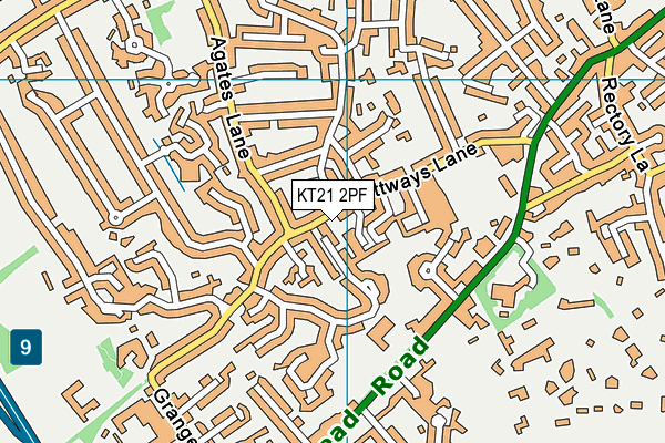 KT21 2PF map - OS VectorMap District (Ordnance Survey)