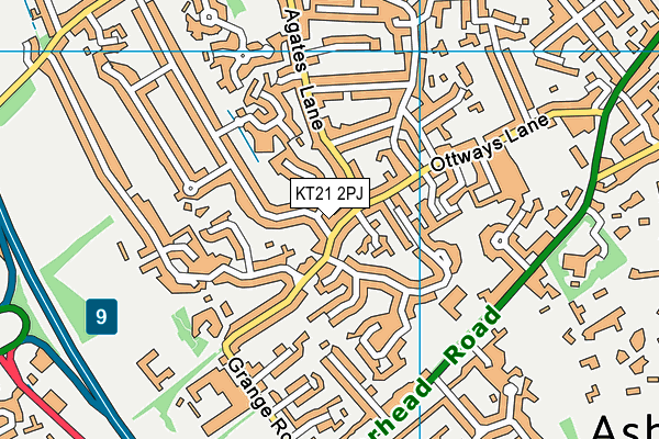 KT21 2PJ map - OS VectorMap District (Ordnance Survey)