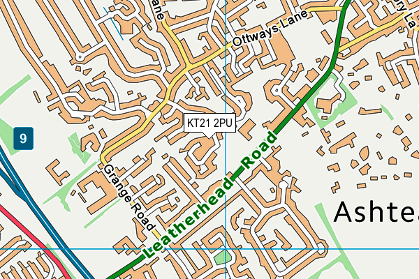 KT21 2PU map - OS VectorMap District (Ordnance Survey)