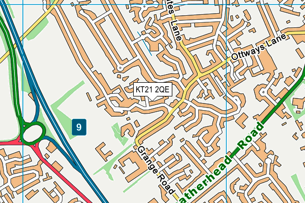 KT21 2QE map - OS VectorMap District (Ordnance Survey)