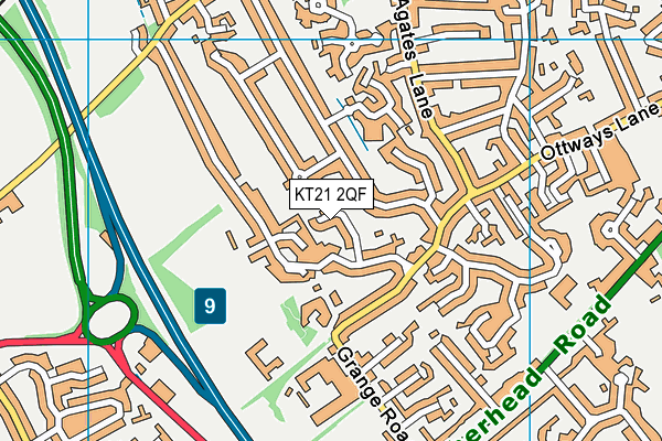 KT21 2QF map - OS VectorMap District (Ordnance Survey)