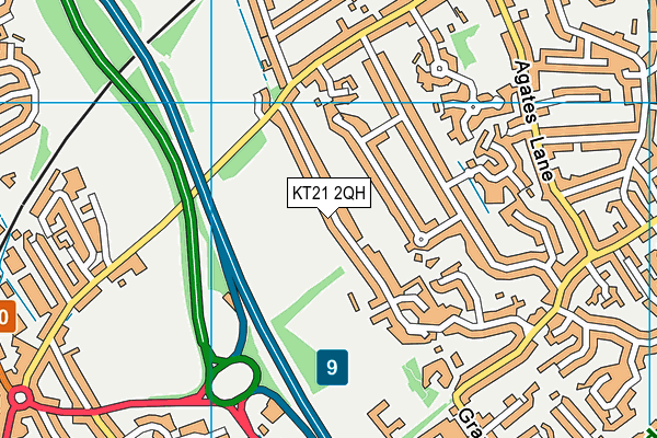 KT21 2QH map - OS VectorMap District (Ordnance Survey)