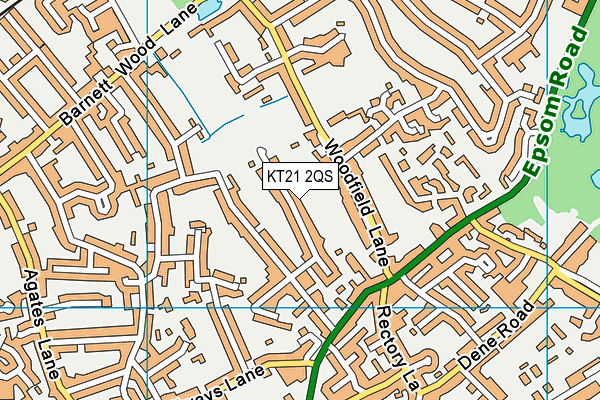 KT21 2QS map - OS VectorMap District (Ordnance Survey)