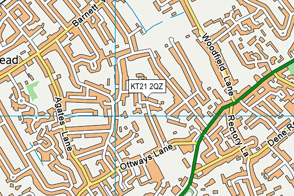 KT21 2QZ map - OS VectorMap District (Ordnance Survey)