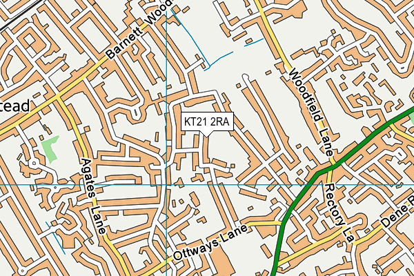 KT21 2RA map - OS VectorMap District (Ordnance Survey)