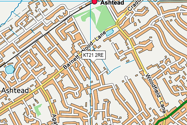 KT21 2RE map - OS VectorMap District (Ordnance Survey)