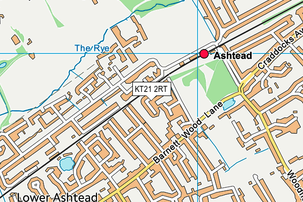 KT21 2RT map - OS VectorMap District (Ordnance Survey)