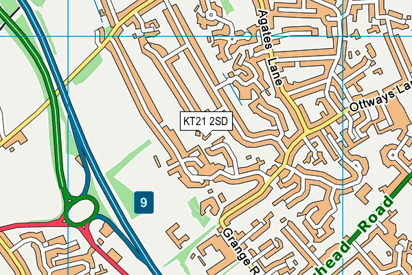 KT21 2SD map - OS VectorMap District (Ordnance Survey)