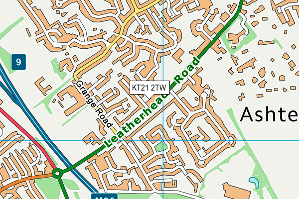 KT21 2TW map - OS VectorMap District (Ordnance Survey)