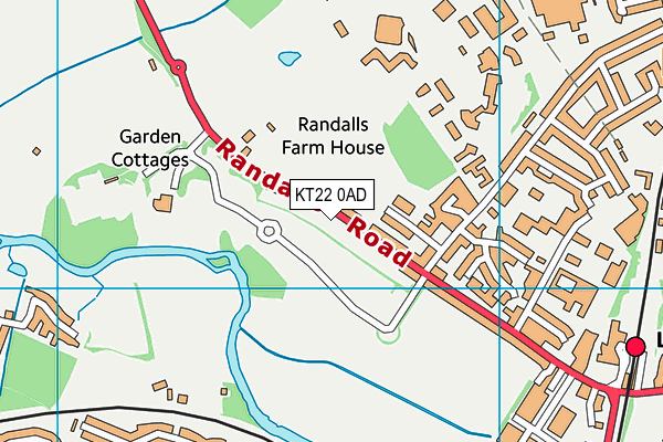 KT22 0AD map - OS VectorMap District (Ordnance Survey)