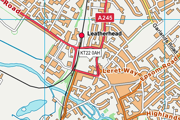 KT22 0AH map - OS VectorMap District (Ordnance Survey)