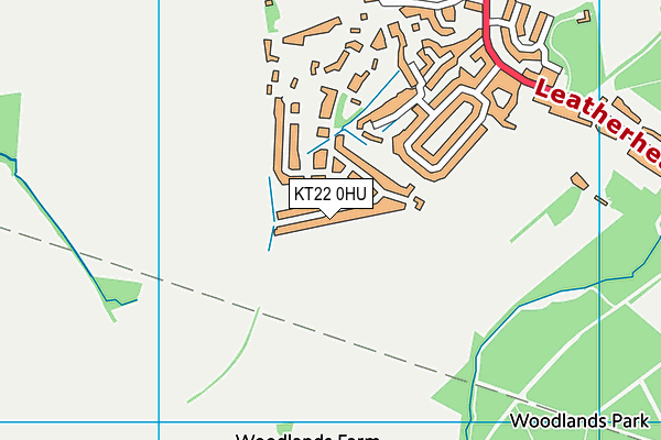 KT22 0HU map - OS VectorMap District (Ordnance Survey)