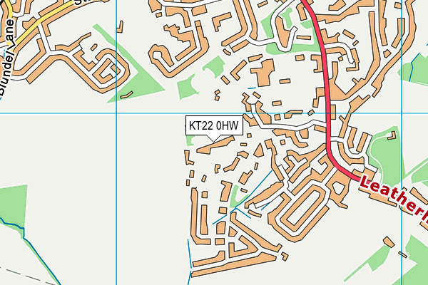 KT22 0HW map - OS VectorMap District (Ordnance Survey)