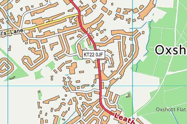 KT22 0JF map - OS VectorMap District (Ordnance Survey)