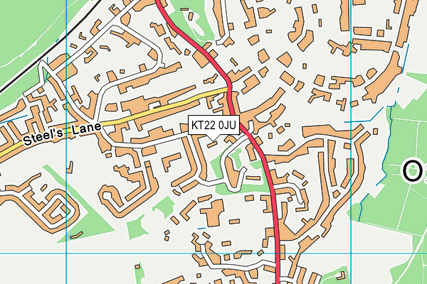 KT22 0JU map - OS VectorMap District (Ordnance Survey)