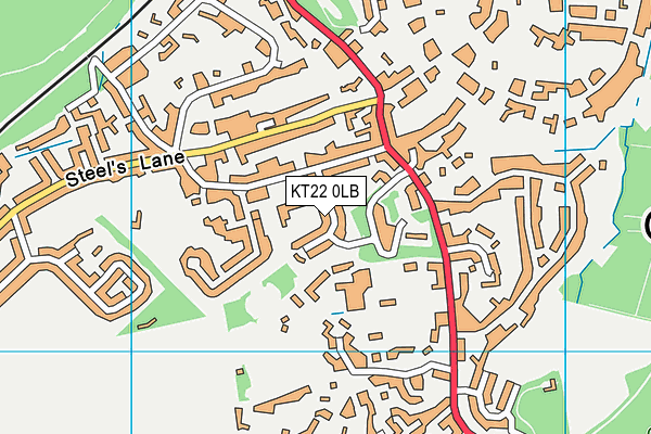 KT22 0LB map - OS VectorMap District (Ordnance Survey)
