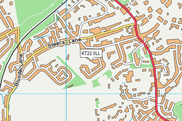 KT22 0LL map - OS VectorMap District (Ordnance Survey)