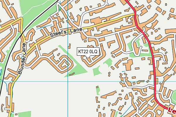 KT22 0LQ map - OS VectorMap District (Ordnance Survey)
