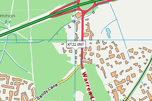 KT22 0NT map - OS VectorMap District (Ordnance Survey)