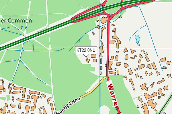 KT22 0NU map - OS VectorMap District (Ordnance Survey)