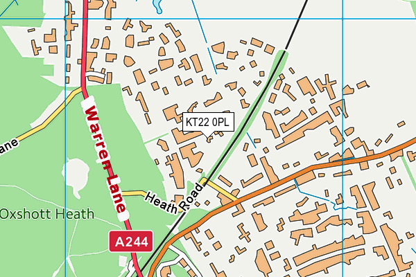 KT22 0PL map - OS VectorMap District (Ordnance Survey)