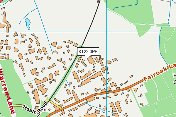 KT22 0PP map - OS VectorMap District (Ordnance Survey)