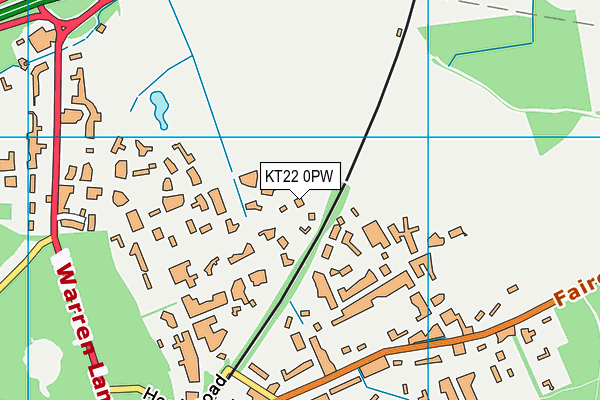 KT22 0PW map - OS VectorMap District (Ordnance Survey)