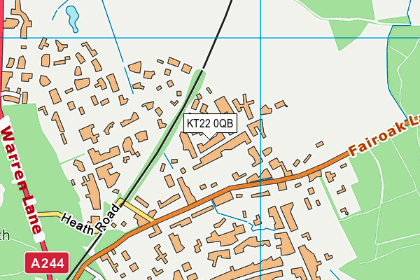 KT22 0QB map - OS VectorMap District (Ordnance Survey)