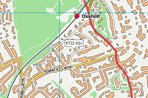 KT22 0QJ map - OS VectorMap District (Ordnance Survey)