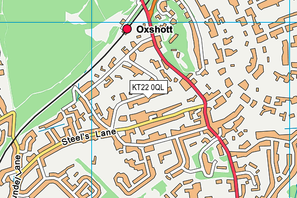 KT22 0QL map - OS VectorMap District (Ordnance Survey)