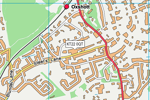 KT22 0QT map - OS VectorMap District (Ordnance Survey)